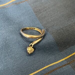 Sterling silver twist charm heart ring size 4